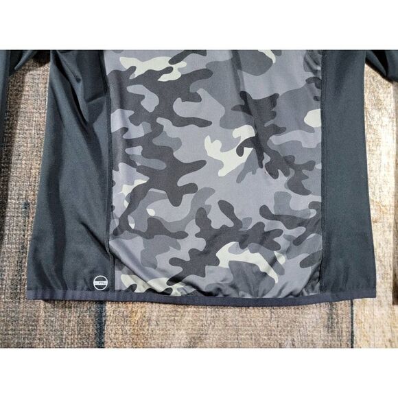 L-RL Ralph Lauren Ultimate Half Zip Warm Up Jacket Large Black Gray Camo - Picture 3 of 6